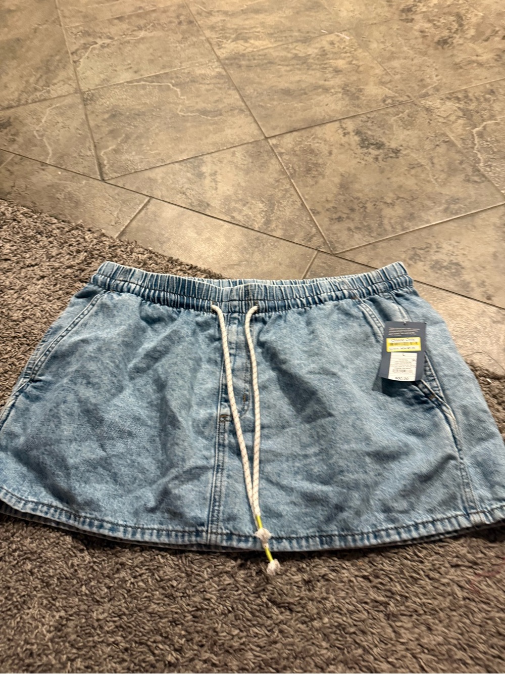 🍦Denim Drawstring Mini Skirt universal thread